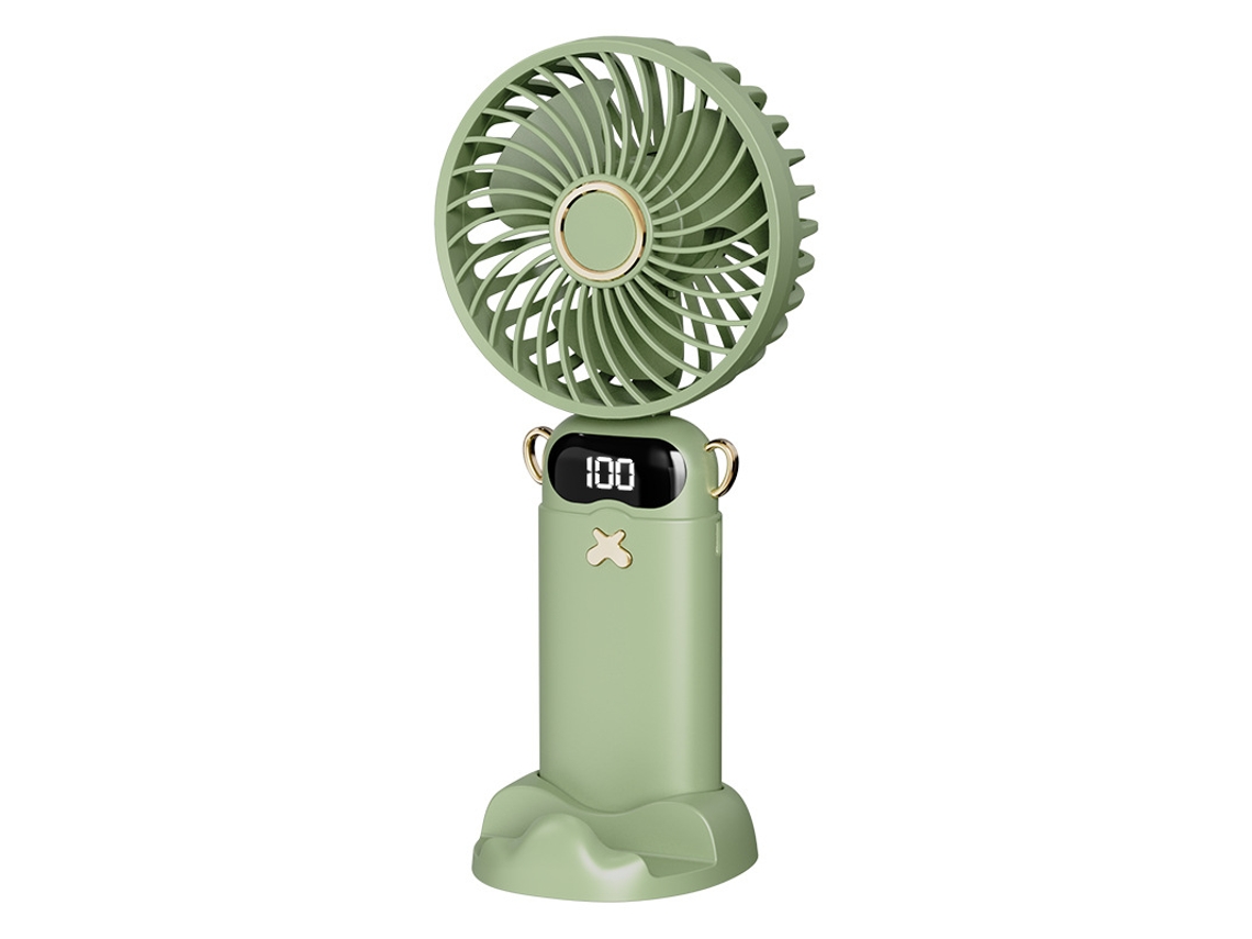 Ventilador portátil de mano, recargable por USB, ideal para viajes al aire libre. Panoona Green