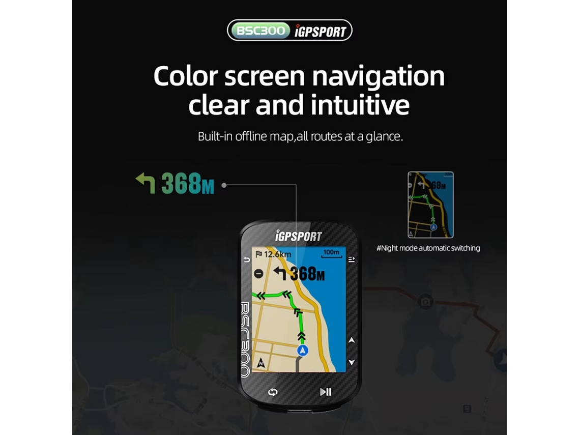 Igpsport Bsc300 Gps Para Bicicleta Pantalla A Color Inalámbrico Compatible Con Navegación De Mapas Globales Y Entrenamiento En Interiores