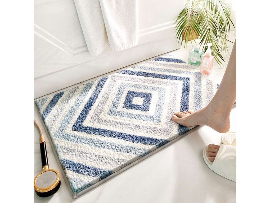 Tapete De Baño Antideslizante Absorbente Suave Lavable A Máquina Para Baños Cocinas Dormitorios Puertas Azul 50x80cm