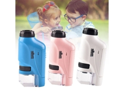 2026-microscopio De Bolsillo Para Niños 60x-120x Con Luz Led Aumento Ajustable Manual Azul