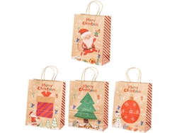 Juego de 4 elegantes bolsas de papel navideñas para dulces y fiestas sorpresa, versátiles Gokoco