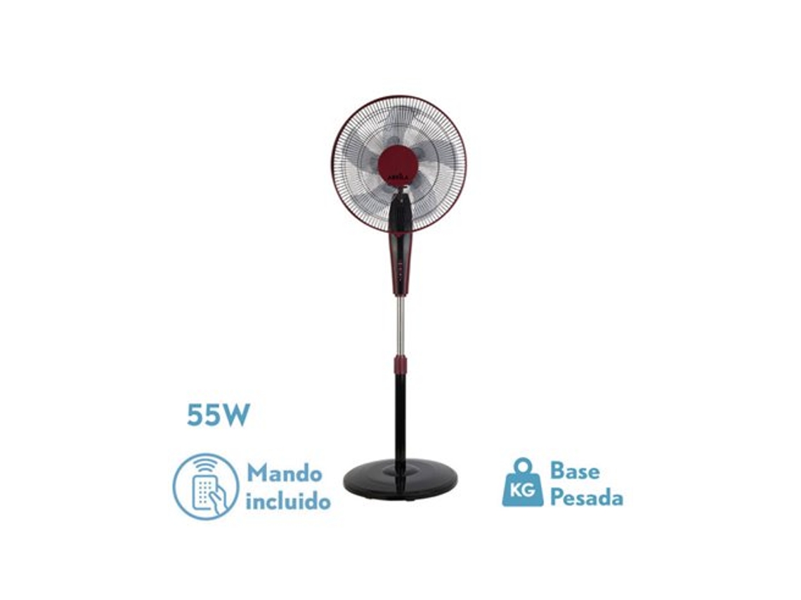 Ventilador de Pie Borlon Negro/Burdeos 55W 3 Velocidades Oscilante FABRILAMP