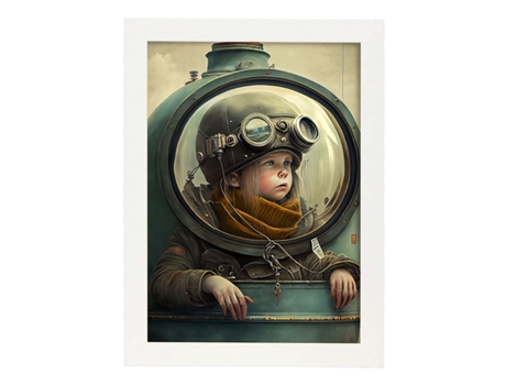 NACNIC Poster Niño Explorador En Estilo Surrealismo Cinematográfico Ilustraciones Y Grabados De Historieta Abstracta Y Artística A4 Marcos Blancos
