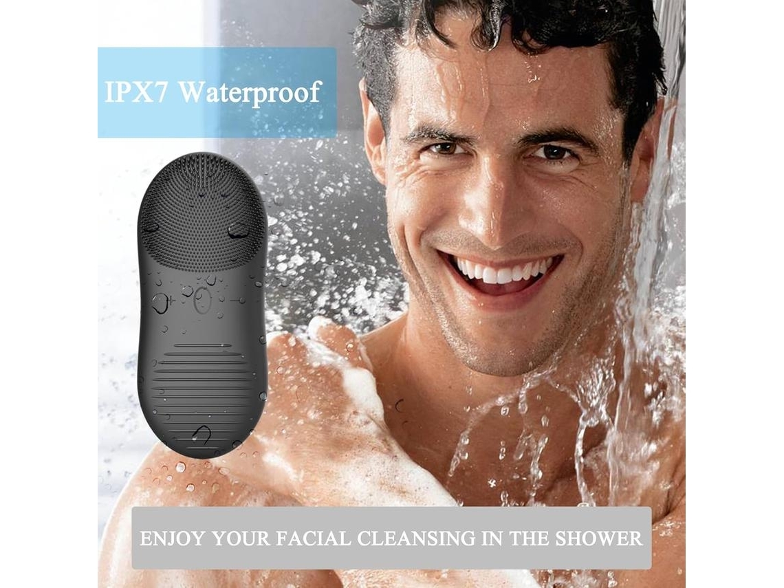 Cepillo de limpieza facial sónico 2 en 1, cepillo exfoliante facial de silicona y masajeador para hombres, mujeres y adolescentes, color azul Yemaesre