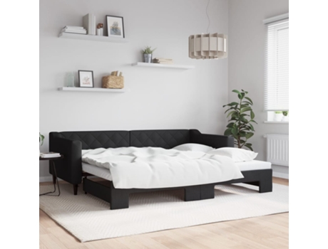 VIDAXL Sofá cama nido tela negro 90x200 cm