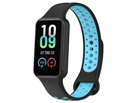 Correa De Reloj Inteligente Para Amazfit Band 7 Loop Banda De Reloj De Silicona Transpirable Bicolor Negro-Azul VENISYMLIS