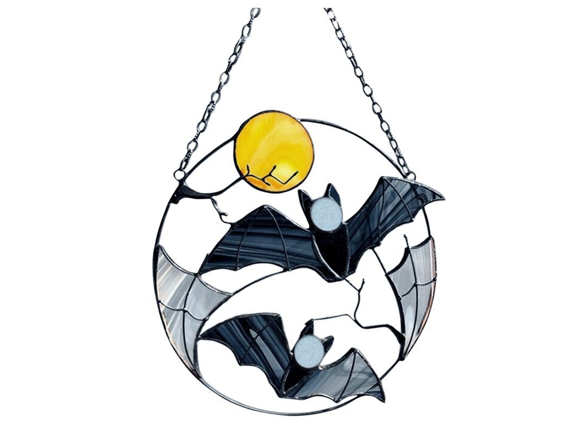 2026-decoración De Halloween Linjou Murciélago Lunar Suncatcher Para Ventana Pared Colgante