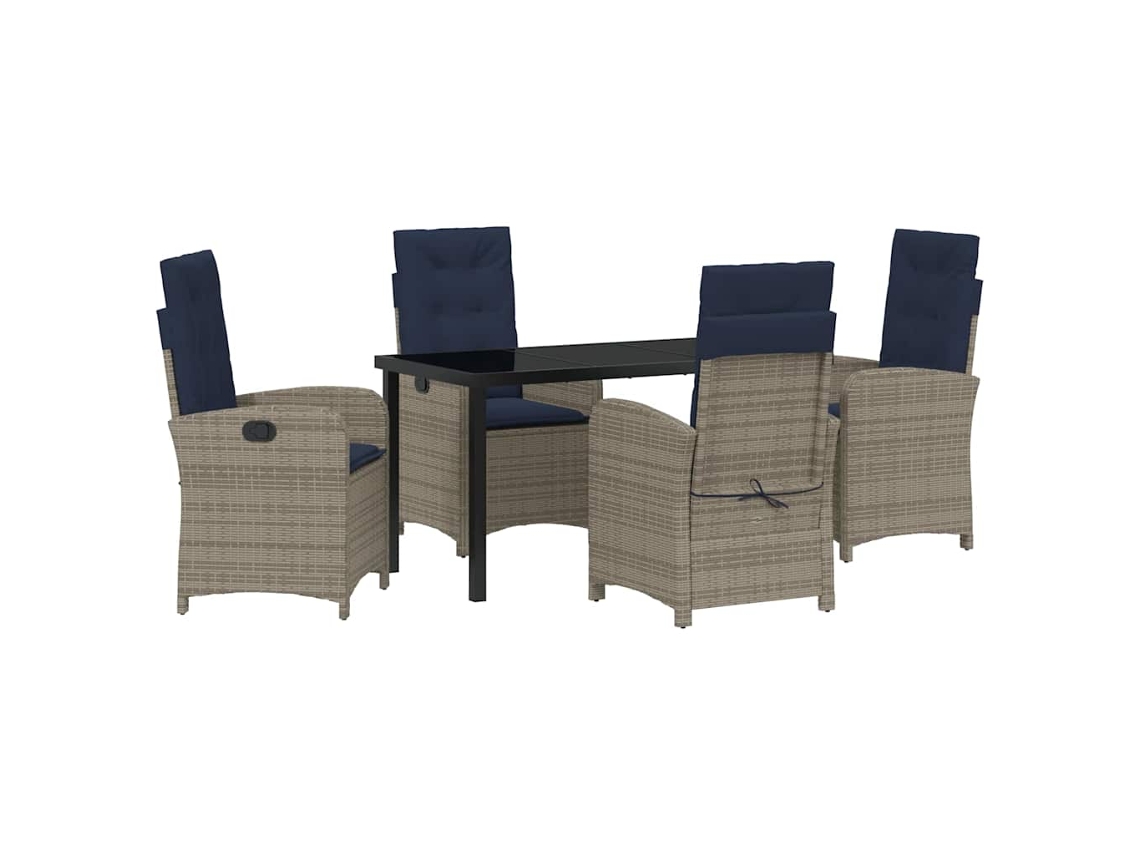 Conjunto de comedor de jardín Vidaxl de 5 piezas en ratán gris