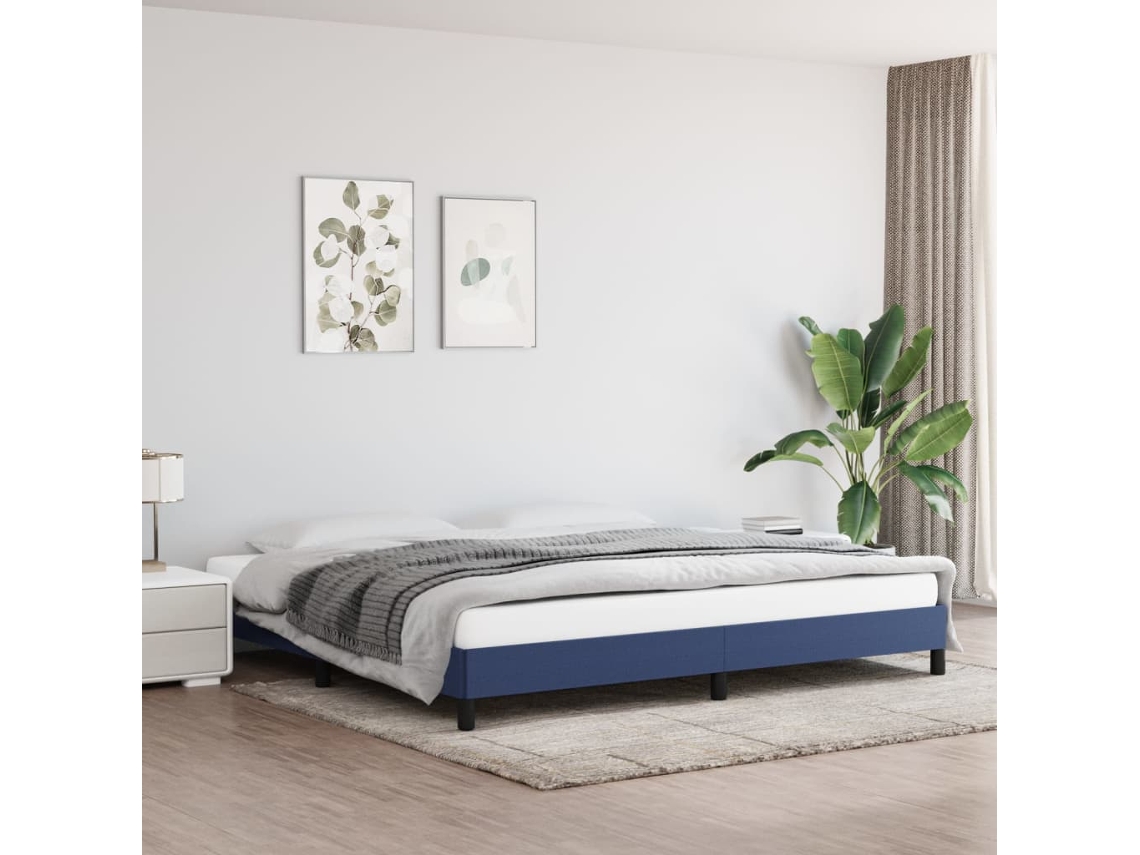 Cama Sin Colchón Tela Azul 200x200 Cm