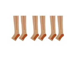 Calcetines De Compresión Con Cierre De Cremallera, Puntera Abierta, Hasta La Rodilla, Elásticos, Transpirables, Para Deportes, 3 Pares, L/xl