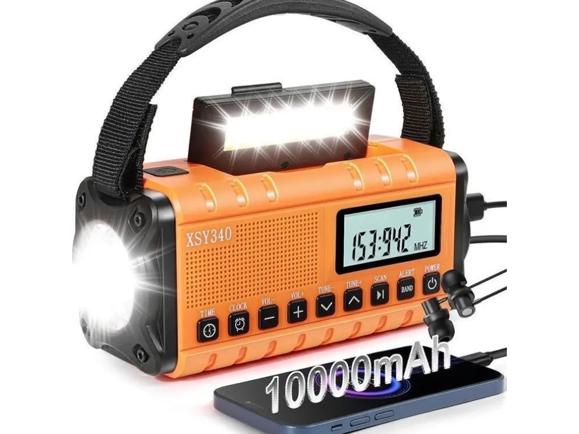 Radio de emergencia con manivela de 10000 mAh XSY340 Naranja Hentenhome