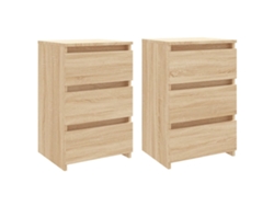 Mesas Cabeceira LOVELY HOME Mesinha 2Pcs 40X35X62,5Cm Contraplacado Carvalho Sonoma