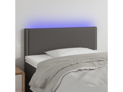 Cabecero Con Led Cuero Sintético Gris 100x5x78/88 Cm