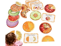 Tarjetas de fracciones, juguete de clasificación con temática de frutas, para preescolar y primaria.