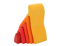 5 Piezas De Bloques Apilables De Madera Con Diseño De Llama Y Elemento De Fuego, Juguete De Construcción Tipo Rompecabezas Para Niños