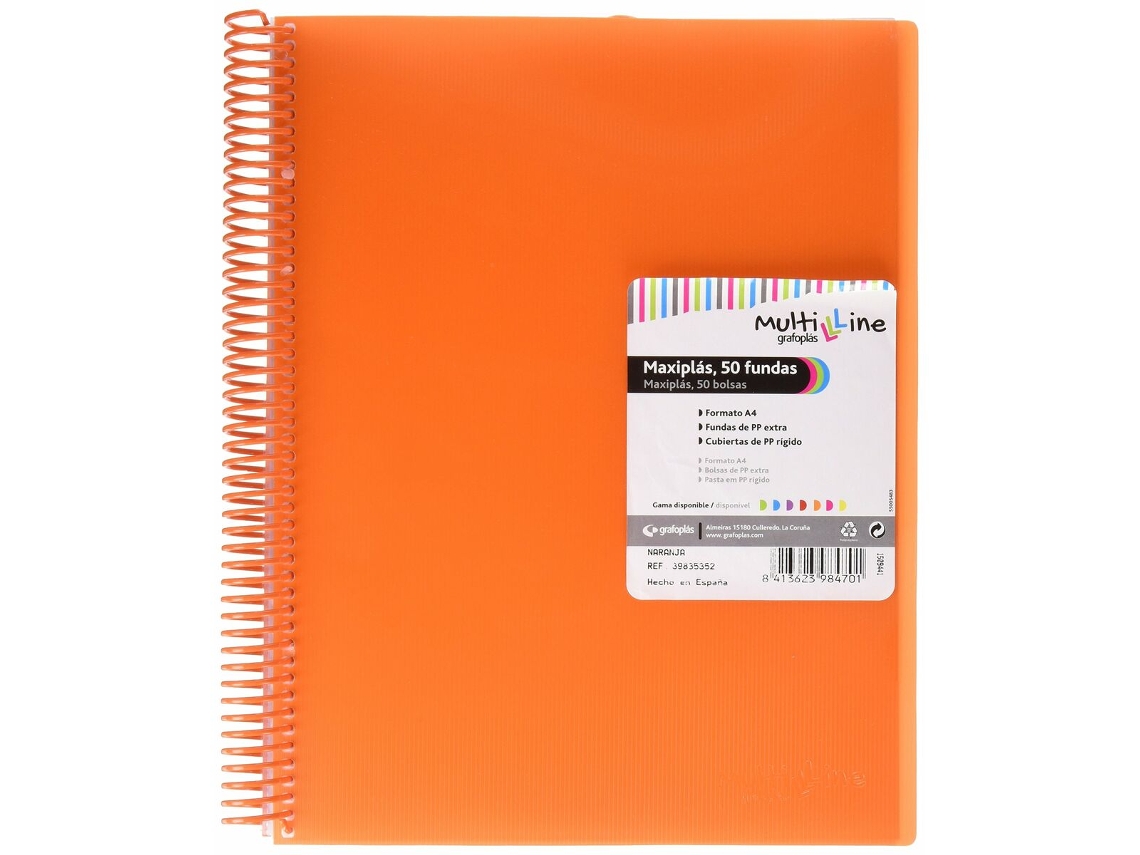Carpeta de Clasificación a GRAFOPLAS Maxiplás Laranja A4 Espiral