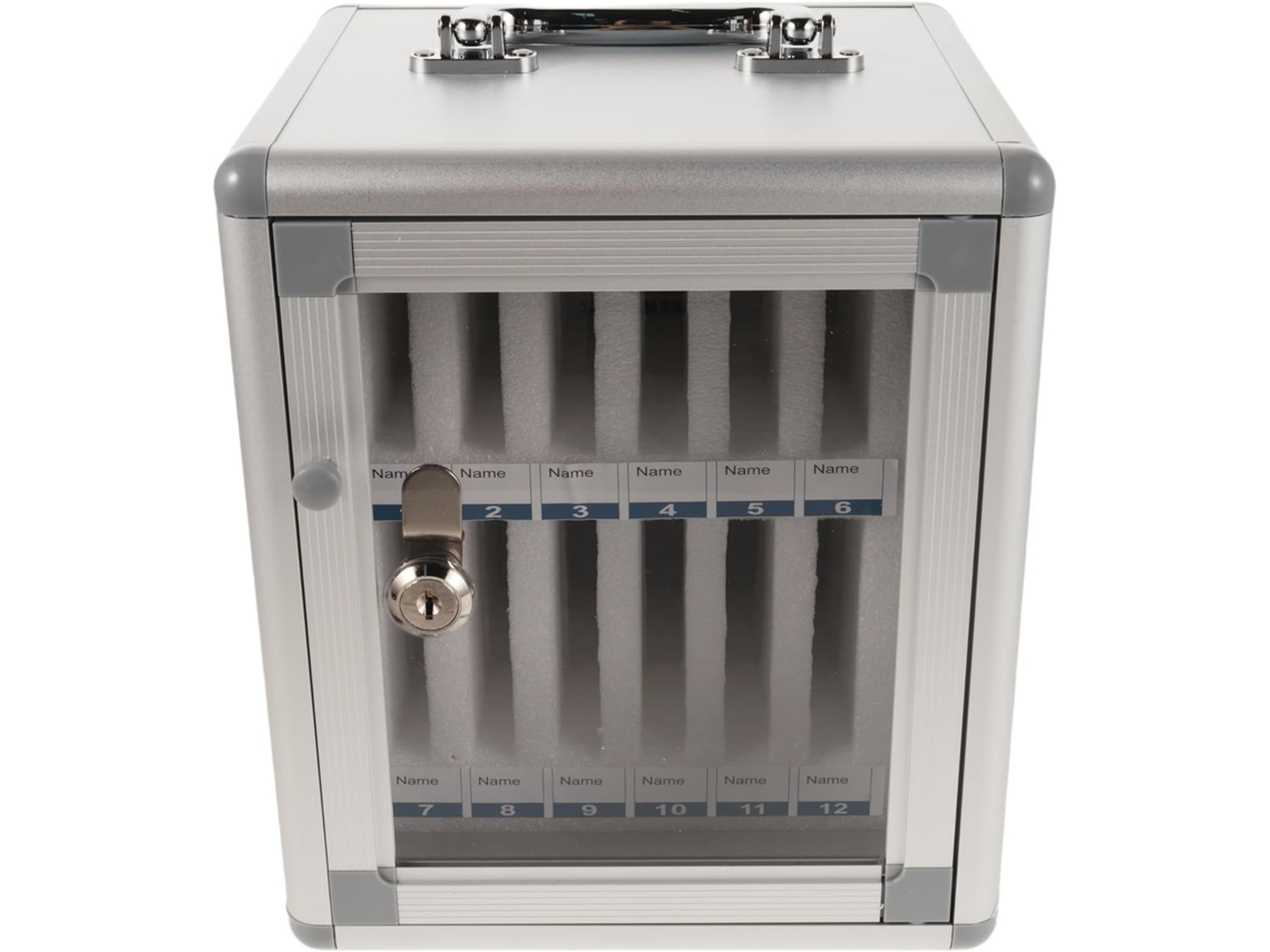 Caja De Seguridad Transparente Con Cerradura Para Teléfono, Fabricada En Aleación De Aluminio Ligera Con 12 Compartimentos.