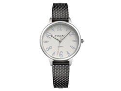 Reloj De Pulsera De Cuarzo Para Mujer Con Correa De Plástico, Estilo Casual, Negro.