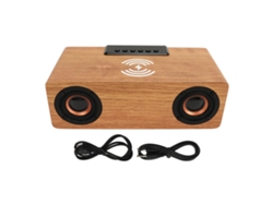 Reloj Despertador Bluetooth De Madera Con Altavoz, Radio Fm Y Cargador Inalámbrico Para El Dormitorio.