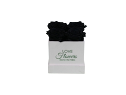 4 rosas preservadas negras naturales LOVE Flowers en caja cuadrada blanca - Colección Square Rose