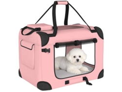 Bolsa Transportadora Plegable Para Perros Y Gatos Con Ventana Y Cojín, 60x41,5x41 Cm, Rosa.