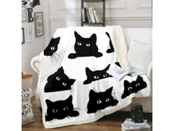 Manta De Franela Con Dibujo De Gato Negro Para Niños, Manta De Pana Con Motivo De Gatos, Manta Decorativa 130x150cm Para Sofá Cama