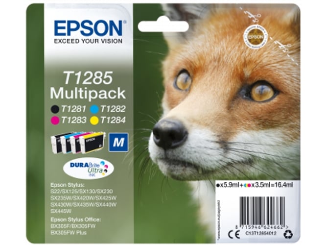 Pack ahorro cartuchos de tinta original EPSON T1285, Zorro, C13T12854012