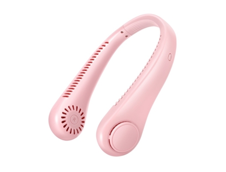 Ventilador de cuello colgante Ventilador eléctrico pequeño para deportes portátiles sin aspas - rosa