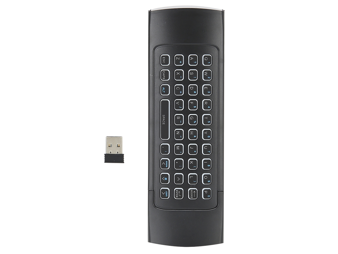 Teclado Sem Fio 2.4g Com Luz De Fundo 6 Eixos Sensor Infravermelho Controle Remoto Duas Faces