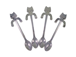 Cuchara de café de acero inoxidable para gatos - Cuchara mezcladora de bebidas (juego de 4) NEVEANCE