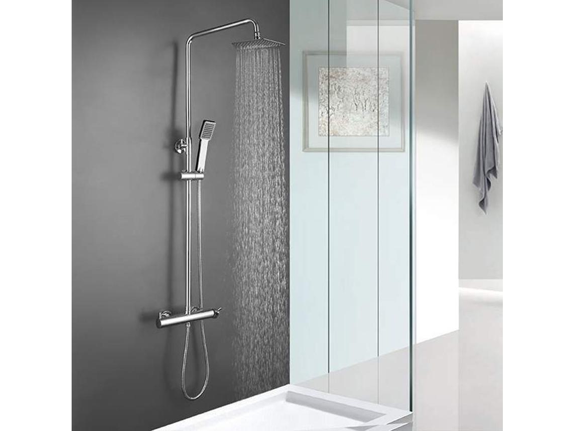 Kibath Columna De Ducha Monomando Cuadrada 83-126 Cm Verara Acabado Cromo Brillo Fabricado En Latón