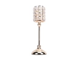 Portavelas de metal dorado para velas pequeñas con brillantes diamantes de imitación y base de hierro estable.