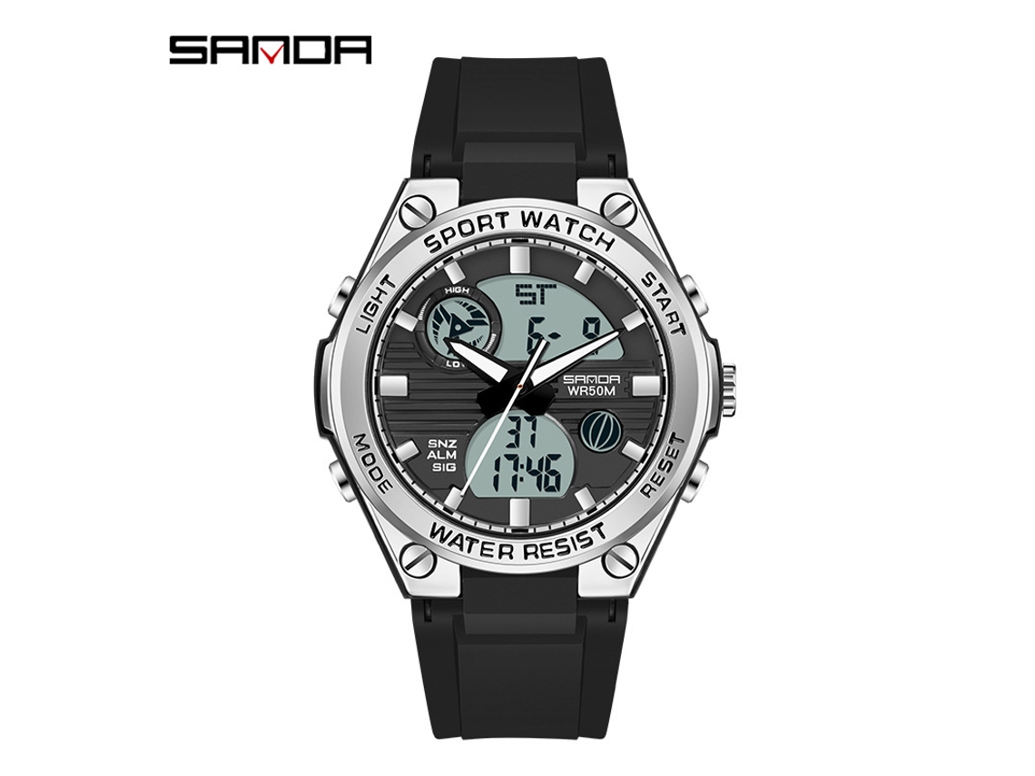 Reloj Electrónico Deportivo Multifuncional Luminoso Para Mujer (negro Y Plateado), Resistente Al Agua, Estilo Harajuku.