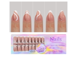 Uñas Postizas Removibles Para Decoración De Uñas, 15 Tamaños Y 150 Piezas En Gel Suave, Estilo Manicura Francesa.