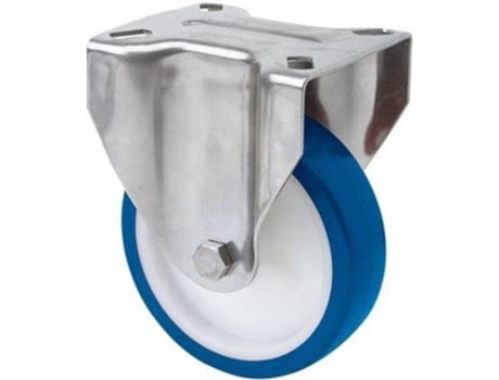 Rueda fija inox.17zvi200-poar poliamix blanco-poliur.azul eje rodillos ALEX