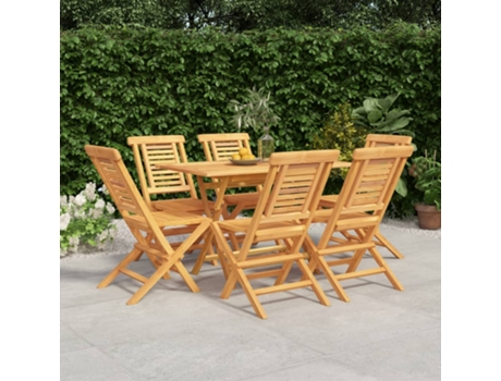Conjunto 7 Juego De Comedor Para Jardín VIDAXL Marrón Madera