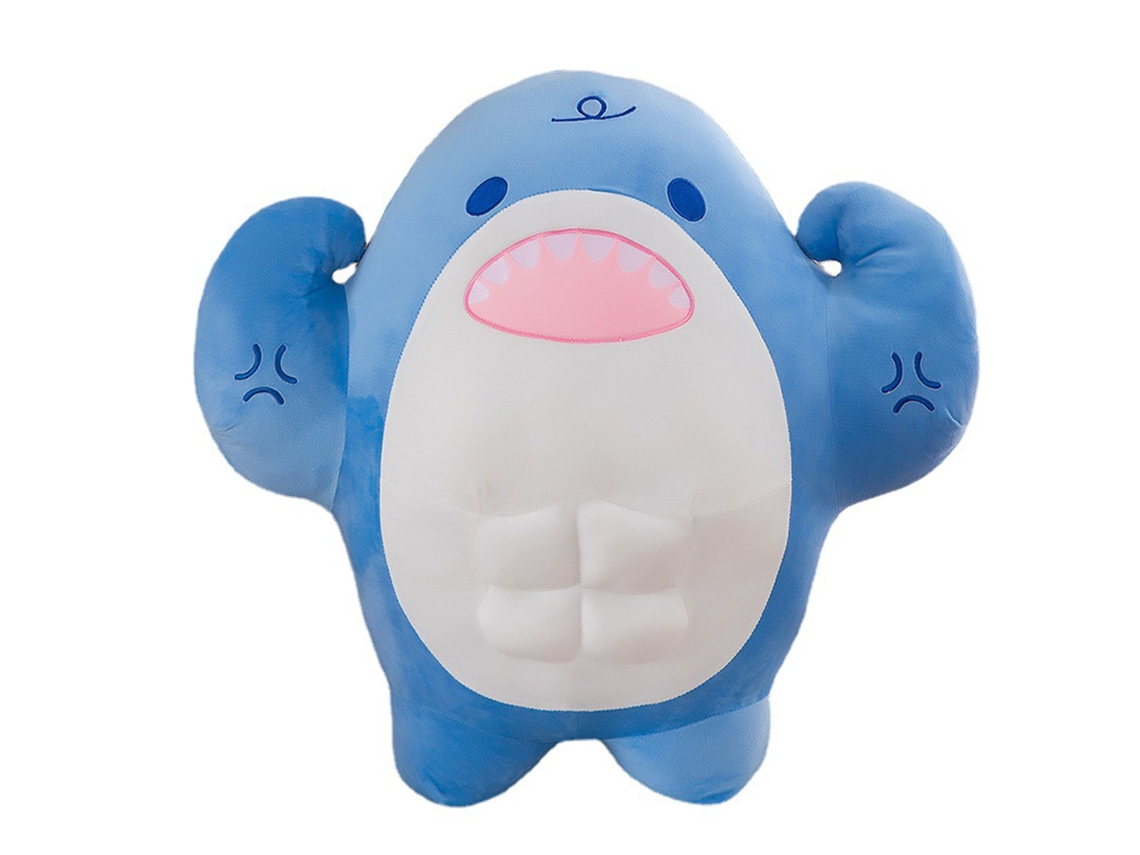 Peluche De Tiburón Azul Musculoso De 50 Cm, Almohada Abrazable, Regalo De Cumpleaños