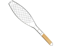 Cesta Para Asar Pescado Inoomp Con Mango De Madera, Hierro Cromado, Accesorio Duradero Para Asar Pescado Y Alimentos,