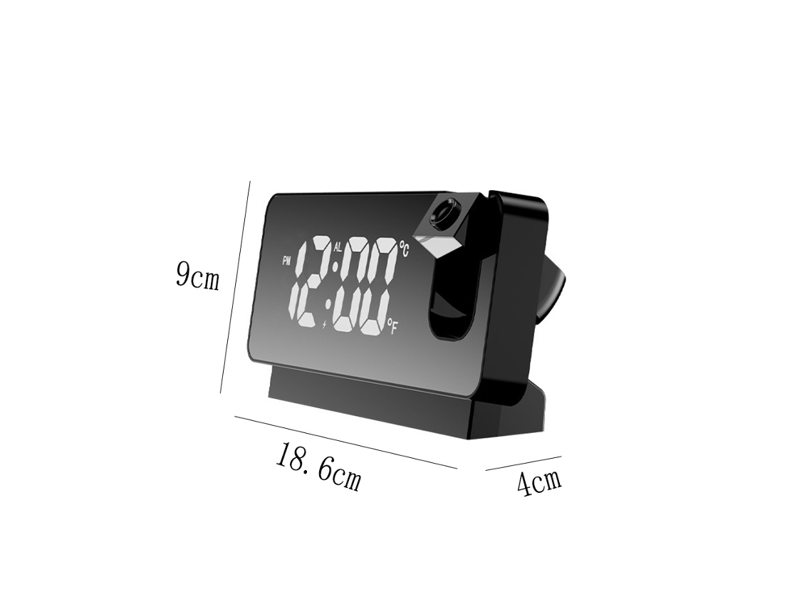 Reloj con proyección de espejo, LED, grande, función de repetición, carga USB RNEMITERY