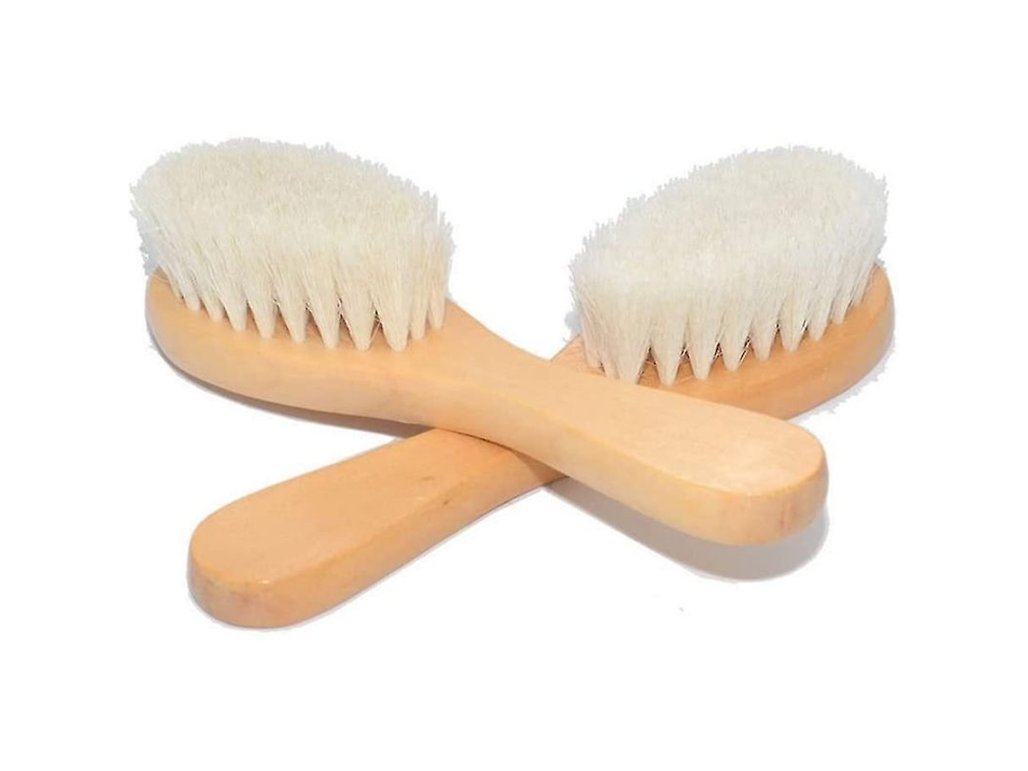 2 Cepillos De Limpieza Con Cerdas Suaves De Lana Natural Para Pieles Delicadas, 14,8 Cm, Mango De Madera, 2 Unidades