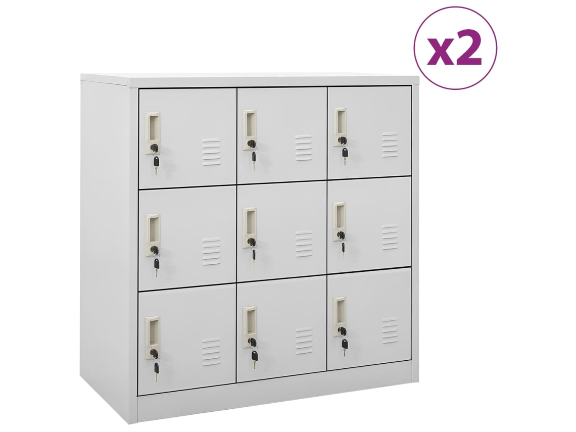 Armarios 2 piezas 90x45x92,5 cm acero gris claro DKD HOME DECOR