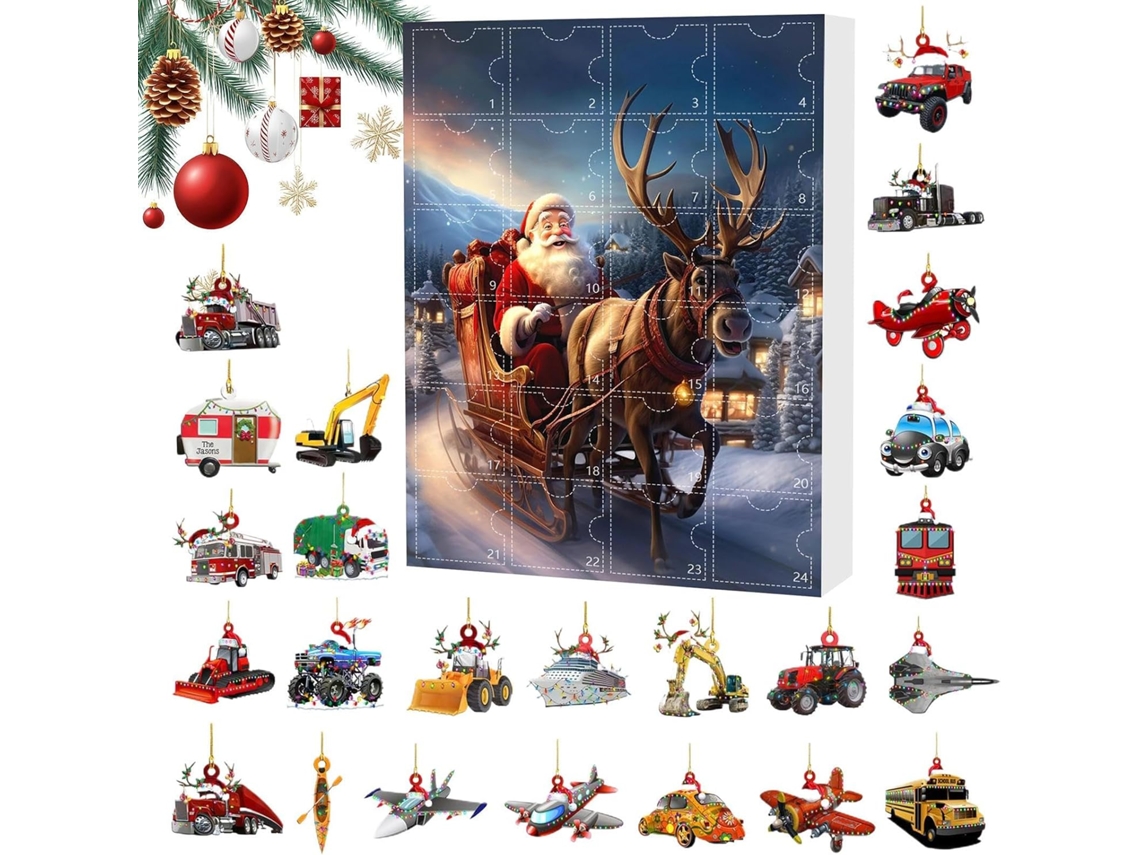 Calendario de Adviento con 24 cajas colgantes decorativas de acrílico en 2D.