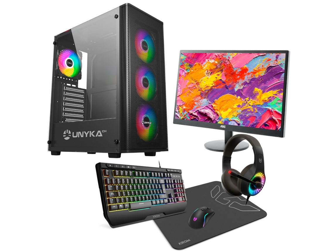Desktop Gaming EPICAL-Q Pack Vplus91 AMD Ryzen 5 4500, 32GB, 1TB SSD NVME + RTX 3050 + Windows 11 Pro + Monitor 24 75hz FHD + Combo Gaming