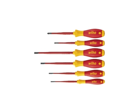 WIHA Juego de destornilladores SoftFinish® electric slimFix ranurados, Pozidriv, de 6 unid (36455)