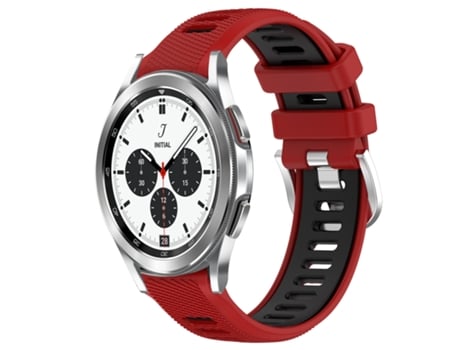 Correa Smartwatch para Samsung Galaxy Watch4 Classic 42mm 20mm Silicona Deportiva con Hebilla de Acero Bicolor (Rojo + Negro)