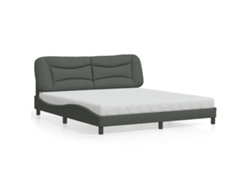 Cama Con Colchón De Tela Gris Oscuro 180x200 Cm