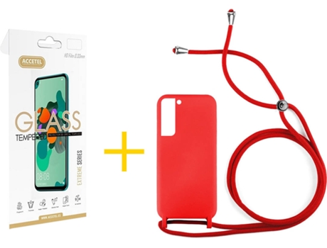 Carcasa + Protector de Pantalla para Samsung Galaxy S22 Plus 5G ACCETEL Rojo