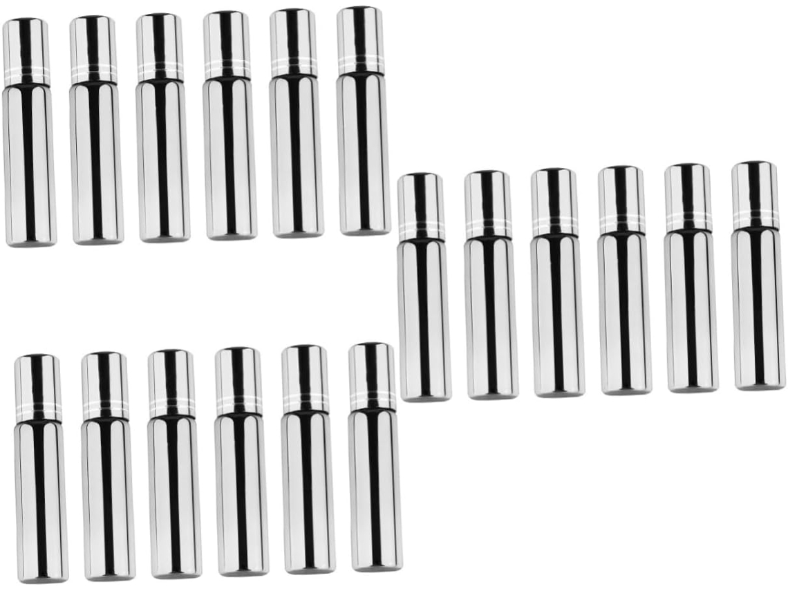 Juego De 18 Botellas Recargables De Acero Con Tapón De Bola Para Aceites Esenciales Y Botellas De Viaje Con Protección Uv.