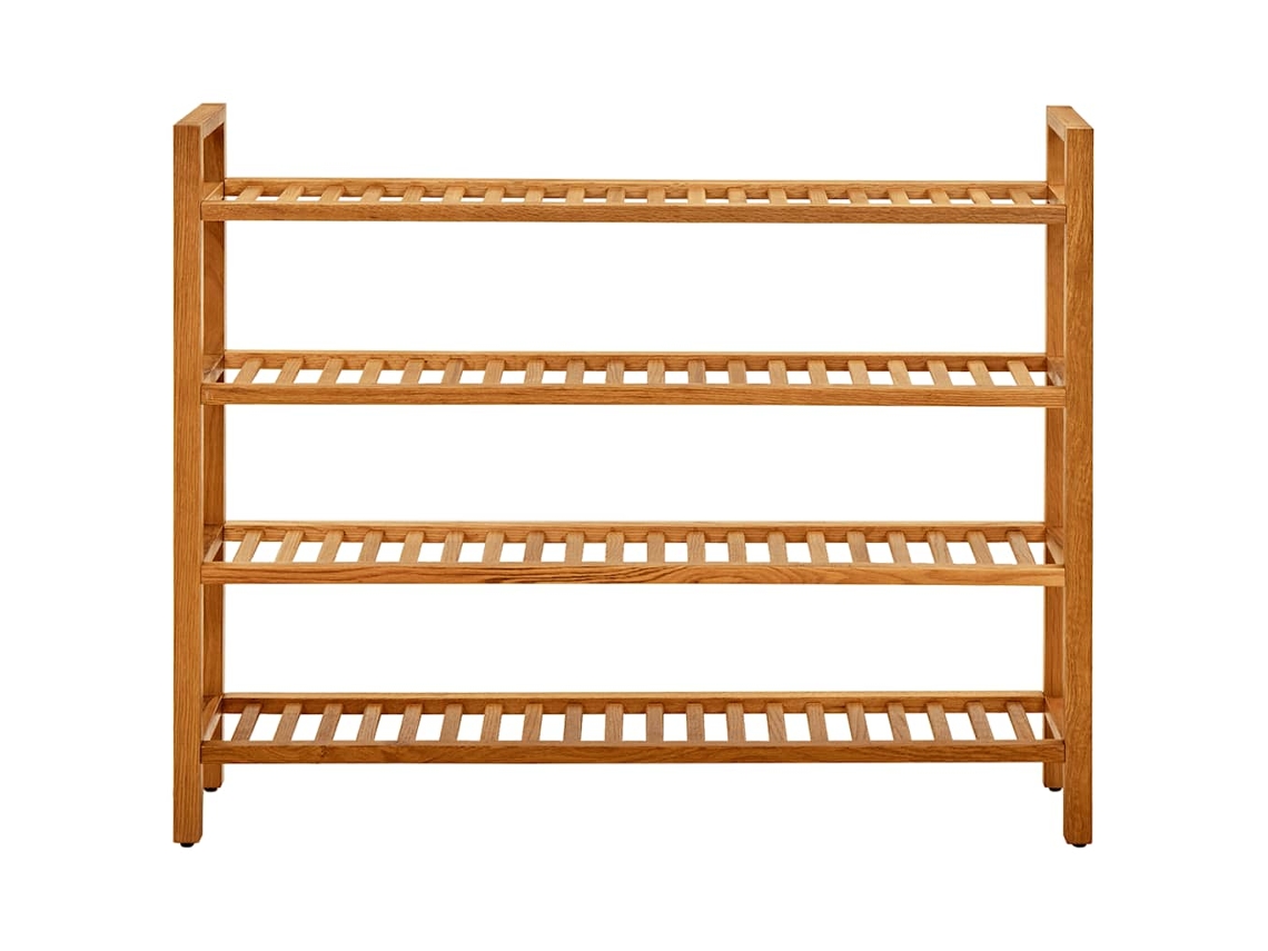 Zapatero | Armario Zapatero Con 4 Estantes Madera Maciza De Roble 100x27x80 Cm