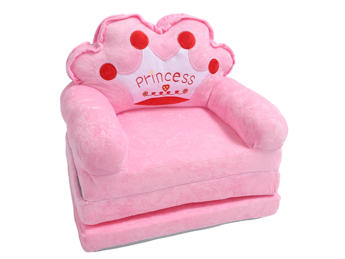 Silla Infantil Princesa Rosa, Plegable, Sofá Cama 3 En 1 Para Bebé Niña, Para Leer, Jugar Y Dormir.